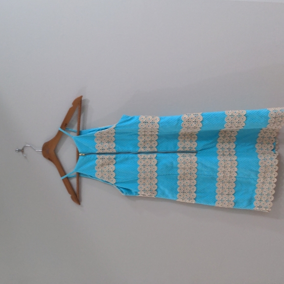 BEAUTIFUL Blue and Gold Lilly Dress 0 - Picture 6 of 9